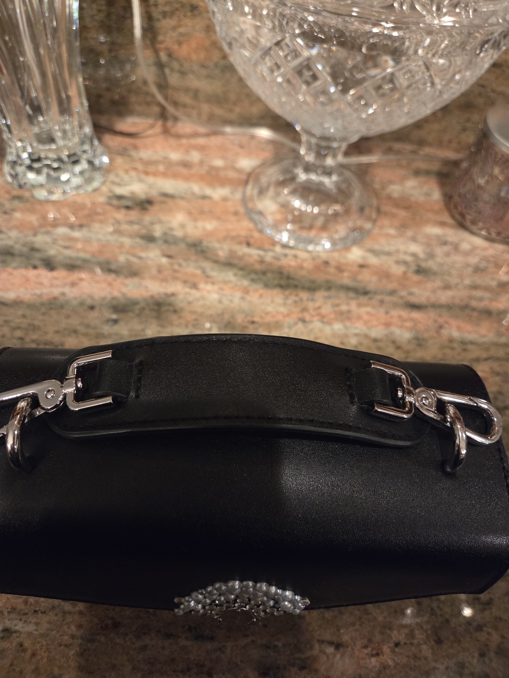 Calvin Klein Black Top-Handle Woven Crossbody Bag - Picture 4 of 7